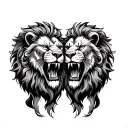 two headed lion roaring tattoo design idea