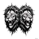 two headed lion roaring tattoo design idea