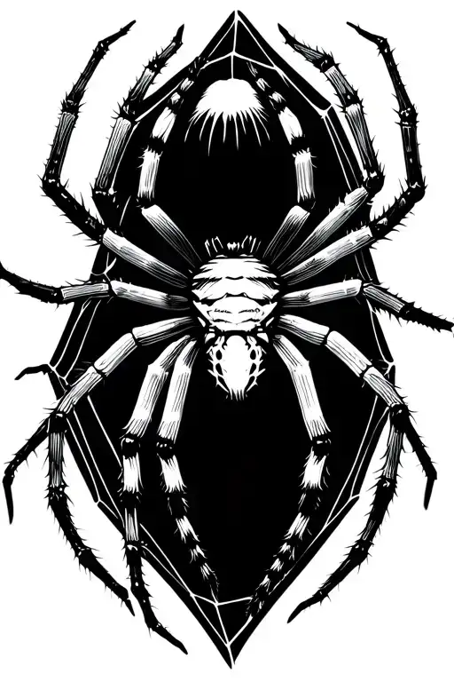 black and white spider crawling down web developer coding tattoo design idea