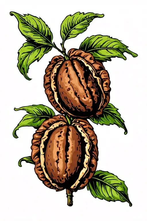 cocoa bean plant in black and read tattoo design idea