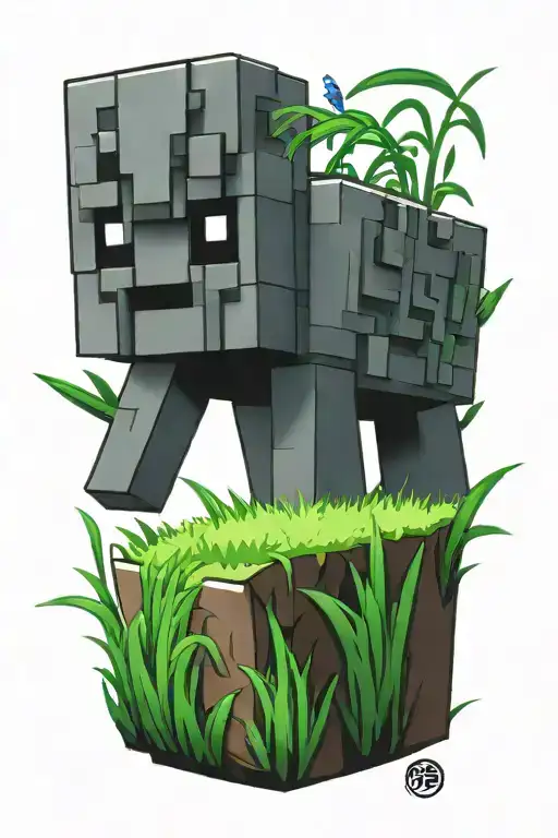 minecraft grass block tattoo design idea