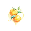 two  clementines overlapping in a heart shape tattoo design idea