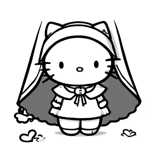 hello kitty in a nun costume tattoo design idea