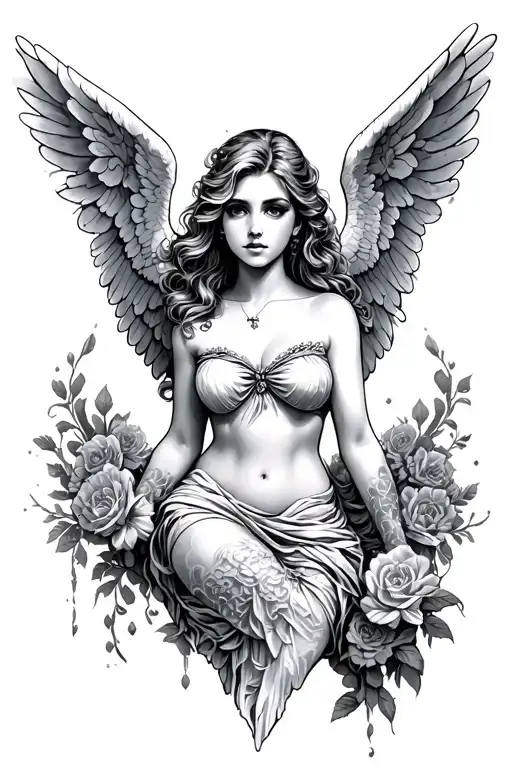 beautiful sexy angel tattoo design idea