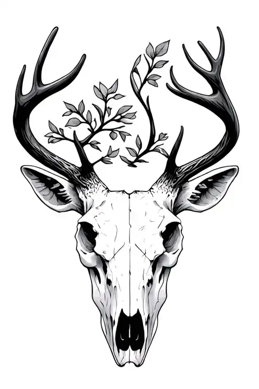 deer skull tattoo design idea