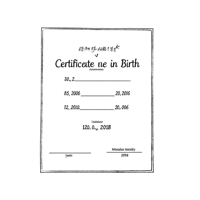 Draw a certificate in a column sketch with the dates of birth 05/22/2006.30.06.2010.12.06.2018.2018 tattoo design idea