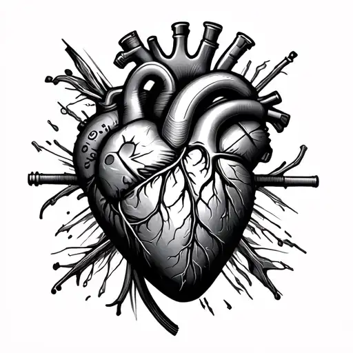 mechanical heart dad tribute forearm sleeve tattoo tattoo design idea