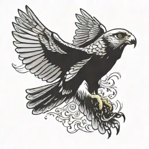 peregrine falcon diving with talons out traditional tattoo design idea