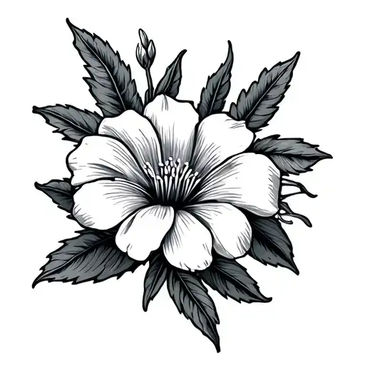 stamp style fine line tattoo with the national flower of El Salvador in a botanical style  tattoo design idea