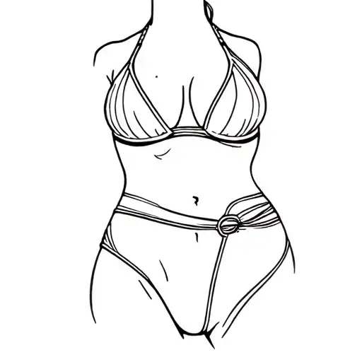 wife thong bikini beach scene tattoo design idea