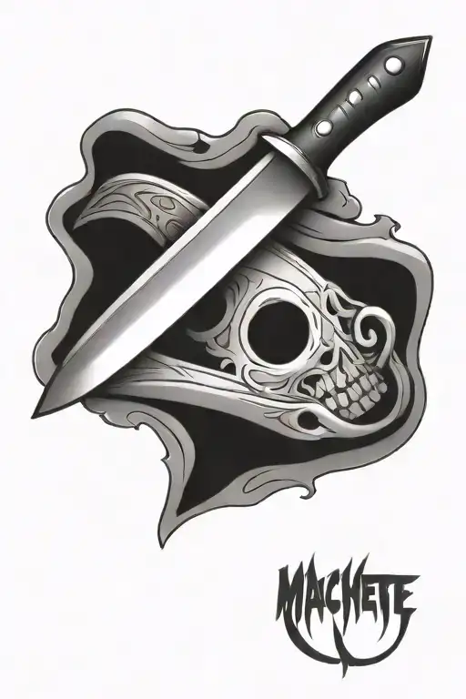 machete blade tattoo design idea