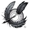 Circle Of Fifths with feather pen  tattoo design idea