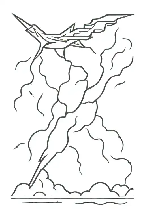 lightning with a jet flying tattoo design idea