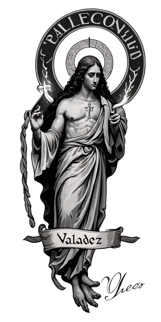 religious with last name valdez tattoo design idea