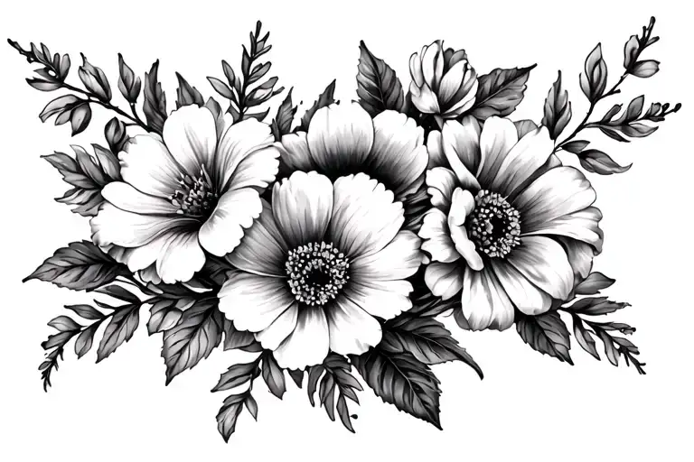 April birth month flowers tattoo design idea