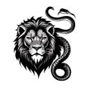 lion, snake, gladiator tattoo design idea