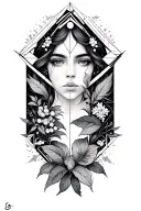Gemini with geometric design incorporating elements of nature tattoo design idea