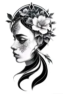 Gemini with geometric design incorporating elements of nature tattoo design idea