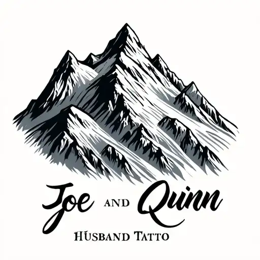 mourain peaks with husband, Joe and son, Quinn name tattoo design idea