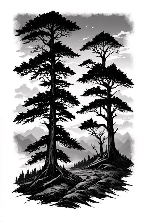 viking style forest and sky for my outer forearm tattoo tattoo design idea