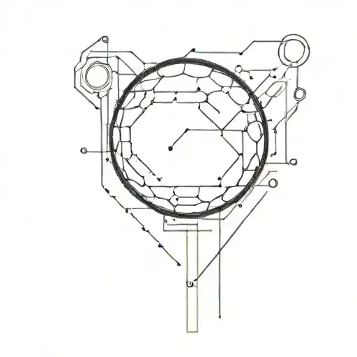A minimalist design of a golf ball with a computer circuit pattern inside, symbolizing the fusion of technology and sports tattoo design idea