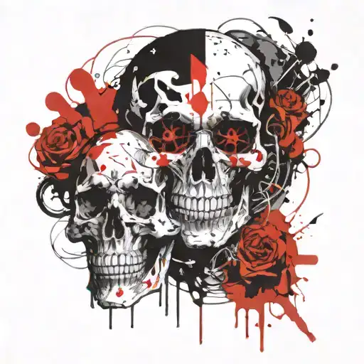 ghost and skull tattoo design idea