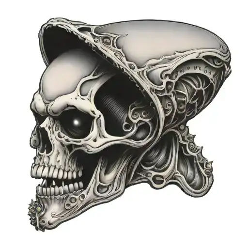 alien face skull instead tattoo design idea