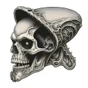 alien face skull instead tattoo design idea