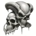 alien face skull instead tattoo design idea