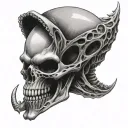 alien face skull instead tattoo design idea