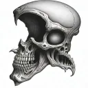 alien face skull instead tattoo design idea