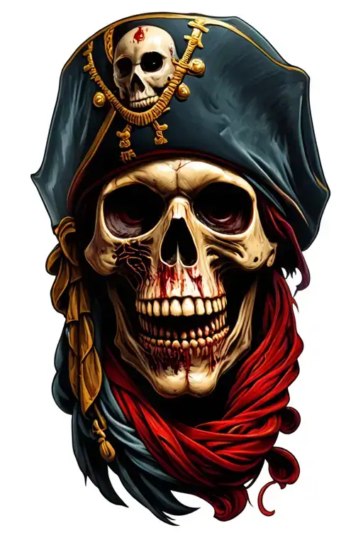zombie pirate skull tattoo design idea