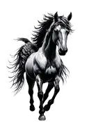 Feathers and pegasus horse tattoo design idea