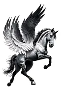 Feathers and pegasus horse tattoo design idea