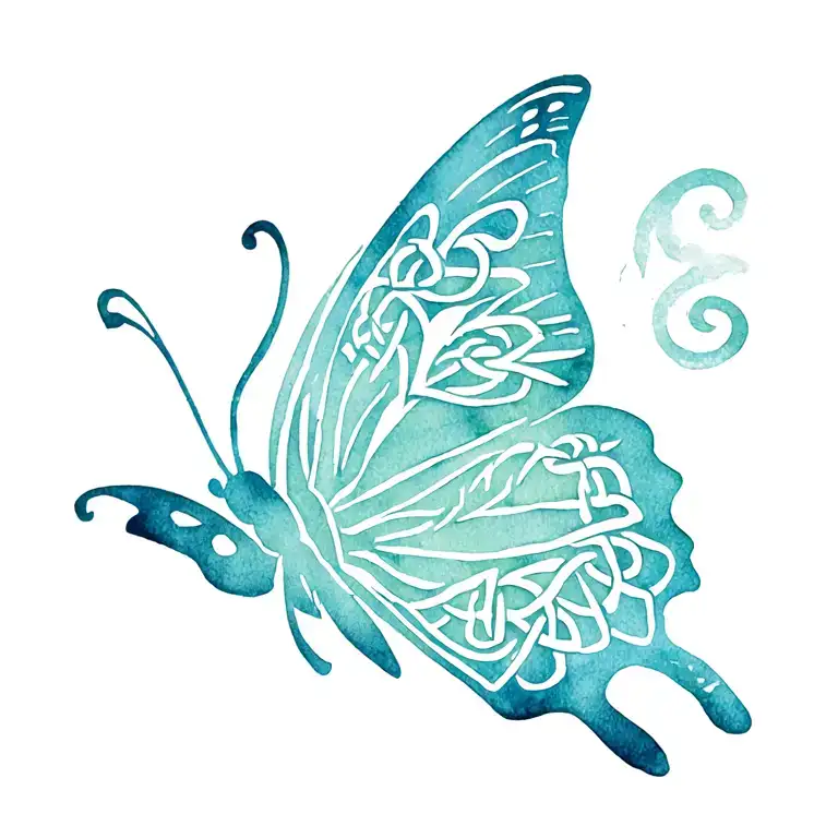 stencil celtic Butterfly with dara knot tattoo design idea