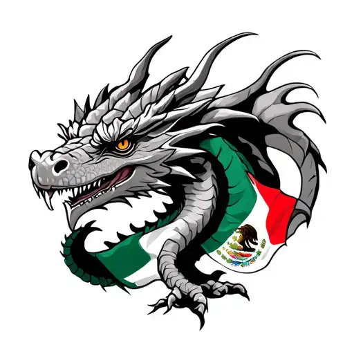 Dragon with Flag of Mexico tattoo design idea