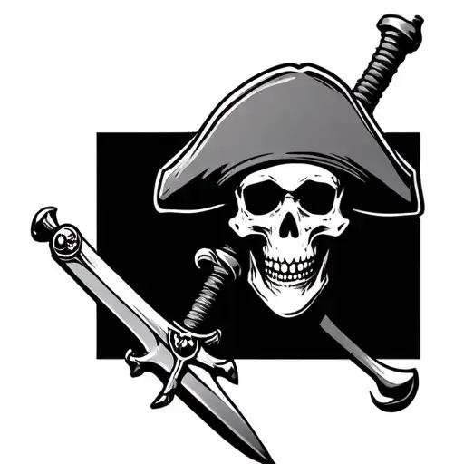 pirate skull and sword tattoo design idea