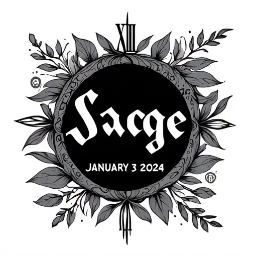 sage name with roman numerals of january 3, 2024 tattoo design idea