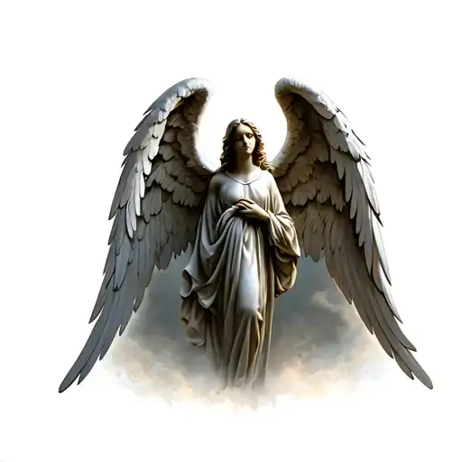 A tattoo from an angel with wide wings without a head tattoo design idea