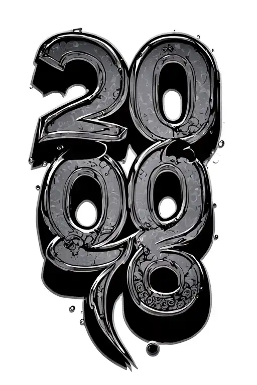 I want the number "2006" but in the style of a 2000s Nu Metal album cover and make sure there are two zeros  tattoo design idea