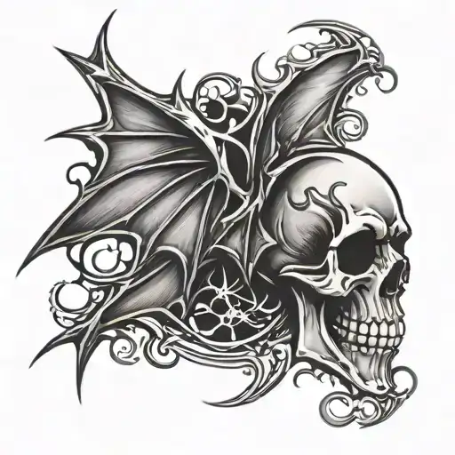 Avenged Sevenfold deathbat logo side profile tattoo design idea