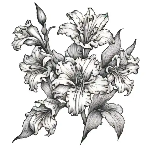 Gladiolus Fine Line tattoo design idea