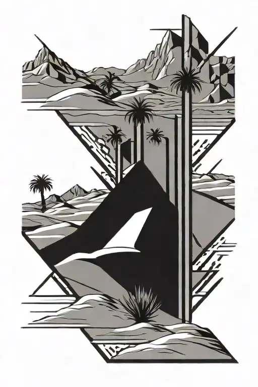 desert dunes  rectangular tattoo tattoo design idea