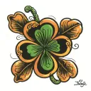lucky penny four leaf clover 2005 joy of my life tattoo design idea