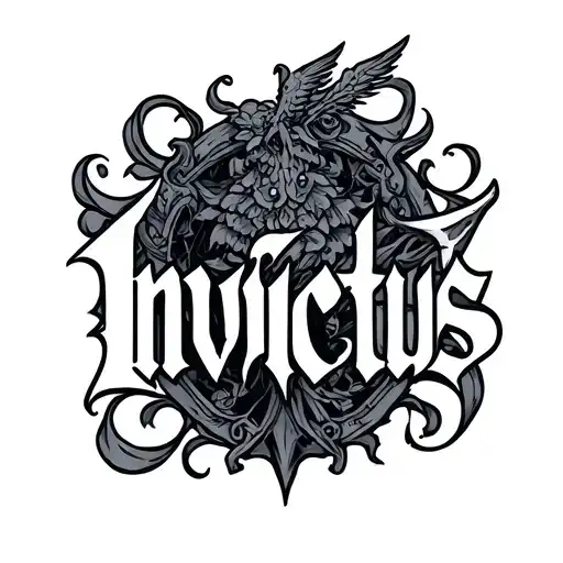 Invictus text tattoo design idea