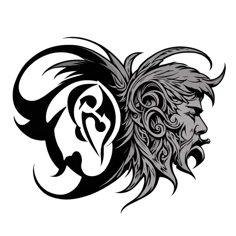gods warrior written in unique script under ear on neck tattoo design idea