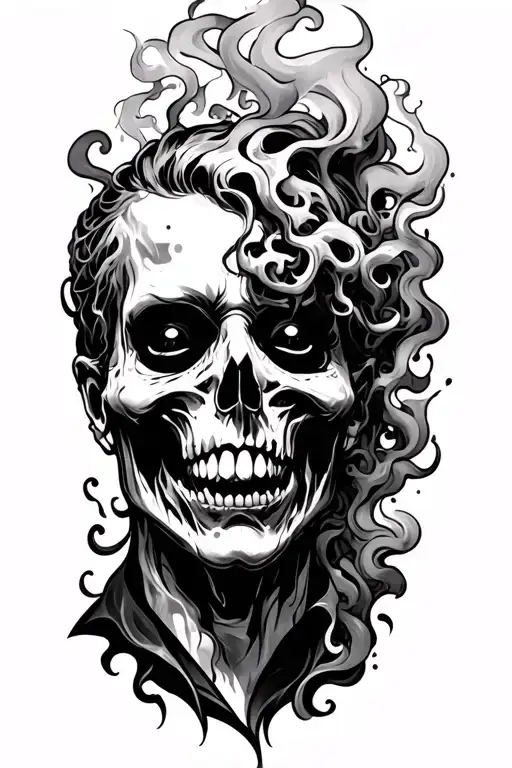 Maniac and Smoke rising tattoo design idea