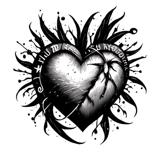 heart made of letters ACS tattoo design idea