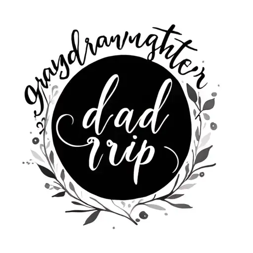 granddaughter name written and intertwined with dad rip tattoo design idea