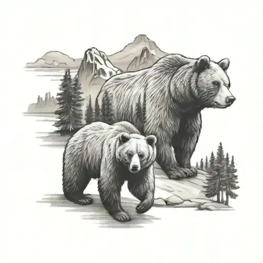 mountains, california, bears, 3/17/19 tattoo design idea